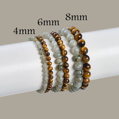 Set of 6mm Natural Crystal Beaded Bracelets for Women