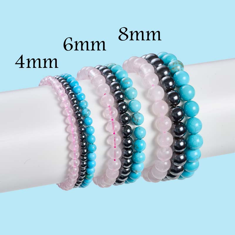 Set of 4mm Natural Crystal Beaded Bracelets for Women