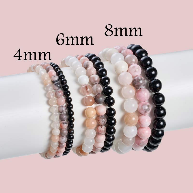Set of 6mm Natural Crystal Beaded Bracelets for Women