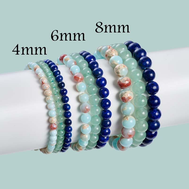 Set of 6mm Natural Crystal Beaded Bracelets for Women