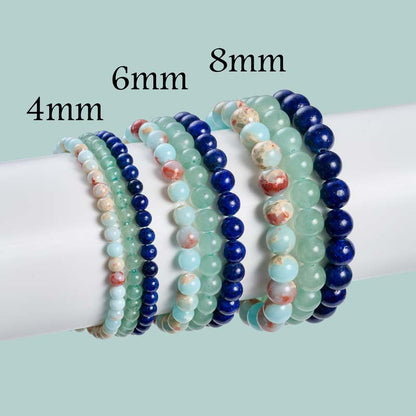 Set of 6mm Natural Crystal Beaded Bracelets for Women